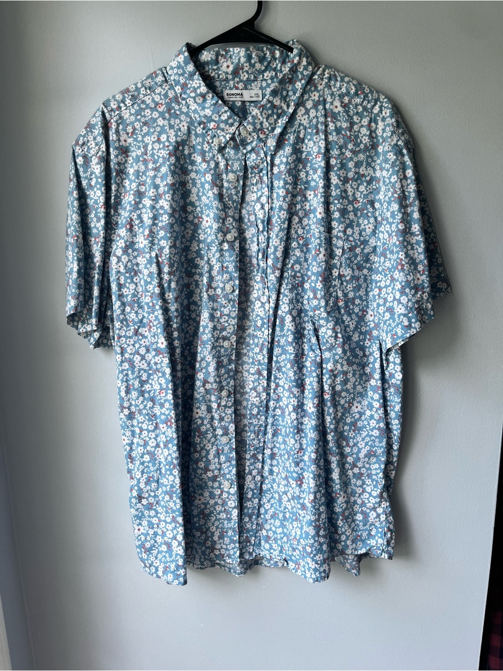 Sonoma Blue Floral Short Sleeve Button Up Shirt XXL